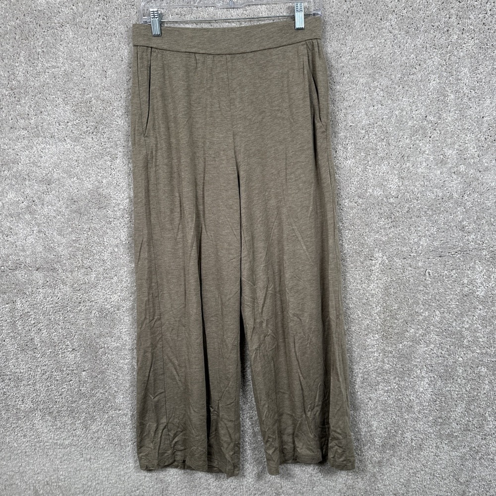 Eileen Fisher Pants Womens XS Brown Wide Leg Jersey Knit Lounge Casual Crop